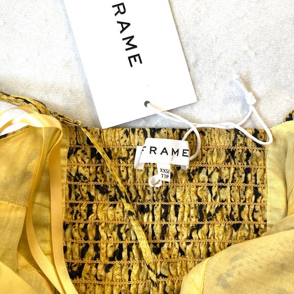 NWT Frame Malibu Yellow Python Print Cross Back Maxi Dress - Picture 9 of 15